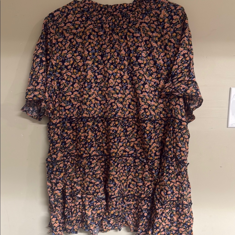 BloomChic Floral Blouse - Navy and Peach
